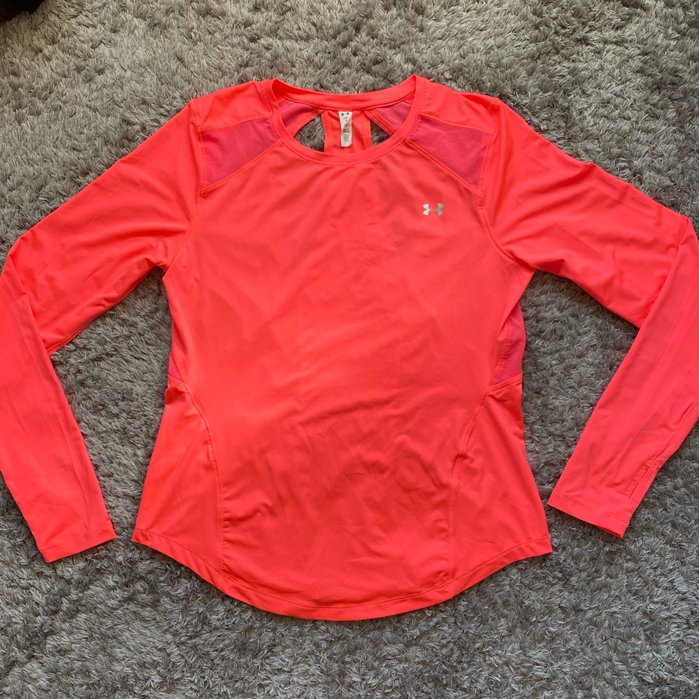Under Armour, Women’s, Work-Out Shirt, NEON HOT Pink, Mesh, Cutouts, Medium